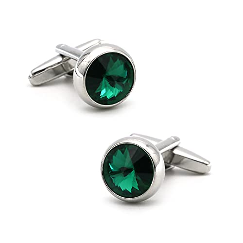 Elegante Manschettenknöpfe für Herren Super glänzende grüne Kristall-Manschettenknöpfe von S&W SHLAX&WING