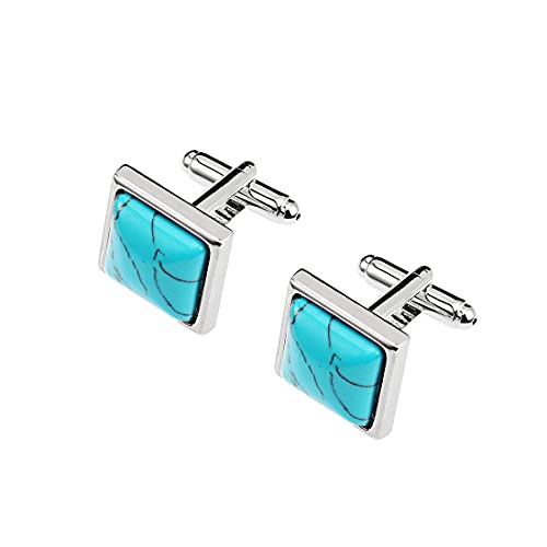 Herren Manschettenknöpfe Türkis Quadrate Manschettenknopf Set Herren Manschettenknöpfe Türkis Quadrate Manschettenknopf Set von S&W SHLAX&WING