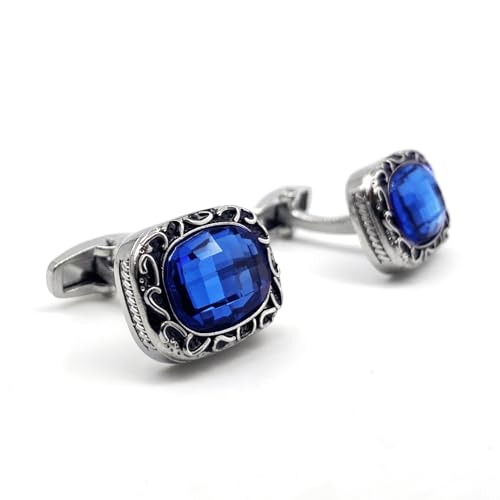 Manschettenknöpfe für Herren Rechteckige Manschettenknöpfe Set Glänzendes blaues Kristallgeschenk Manschettenknöpfe für Herren Rechteckige Manschettenknöpfe Set Glänzendes blaues Kristallgeschenk von S&W SHLAX&WING