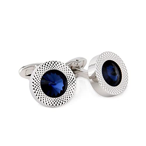 Manschettenknöpfe im eleganten Stil für Herren, superglänzende, blaue, runde, runde Manschettenknöpfe aus Kristall Manschettenknöpfe im eleganten Stil für Herren, superglänzende, blaue, runde, runde Manschettenknöpfe aus Kristall von S&W SHLAX&WING
