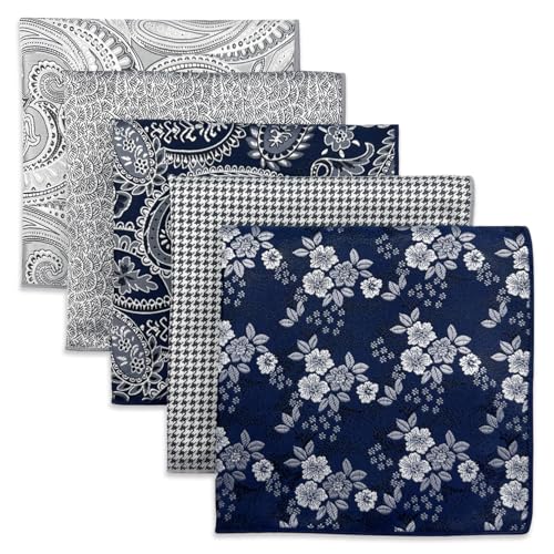 S&W SHLAX&WING 5er-Pack Herren Einstecktücher Set 32cm Formelle Herren Taschentücher für Anzüge Hochzeiten Smokings und Muster No.3 von S&W SHLAX&WING