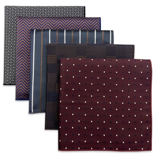 S&W SHLAX&WING 5er-Pack Herren Einstecktücher Set 32cm Formelle Herren Taschentücher für Anzüge Hochzeiten Smokings und Muster No.4 von S&W SHLAX&WING