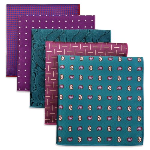 S&W SHLAX&WING 5er-Pack Herren Einstecktücher Set 32cm Formelle Herren Taschentücher für Anzüge Hochzeiten Smokings und Muster No.8 von S&W SHLAX&WING