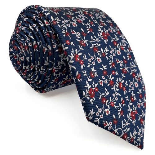S&W SHLAX&WING Blau Weiß Rote Blumen Herren Krawatte Party Hochzeit Medium 147cm von S&W SHLAX&WING