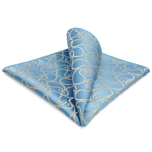 S&W SHLAX&WING Designer Paisley Herren Einstecktücher Slate Blau Light Gelb Gift von S&W SHLAX&WING