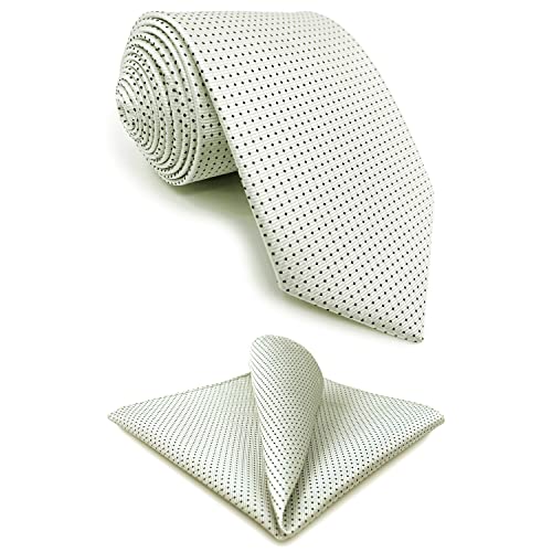 S&W SHLAX&WING Dotty Ties für Herren weiß mit schwarzen Punkten Krawatten Einstecktuch Set schmale schmale Größe Suit von S&W SHLAX&WING