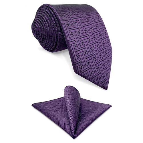 S&W SHLAX&WING Dunkelviolettes Herren Krawatte Set mit Einstecktuch 147cm von S&W SHLAX&WING