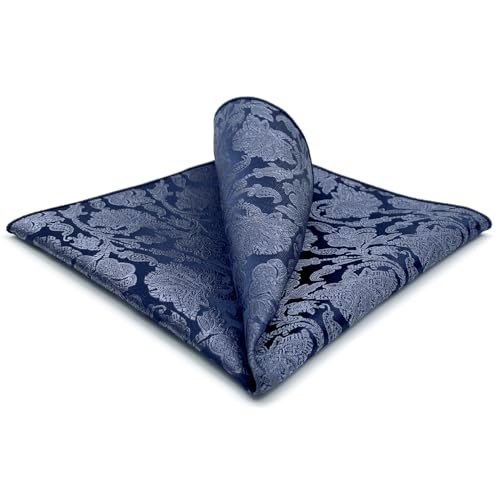 S&W SHLAX&WING Einstecktuch für Herren Weltraumblau mit hellstahlblauem Blumenmuster für Anzug von S&W SHLAX&WING