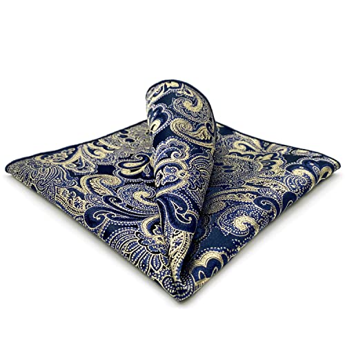 S&W SHLAX&WING Einstecktücher für Herren Blau und Gold Paisley Hochzeit von S&W SHLAX&WING