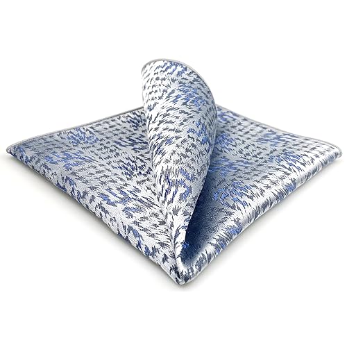 S&W SHLAX&WING Einstecktücher für Herren Silber Himmelblau Gemustert Hochzeit Pocket Square von S&W SHLAX&WING