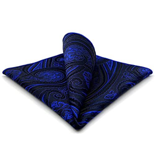 S&W SHLAX&WING Einstecktücher für Herrenanzüge Blau Marine Paisley Pocket Square Taschentuch von S&W SHLAX&WING