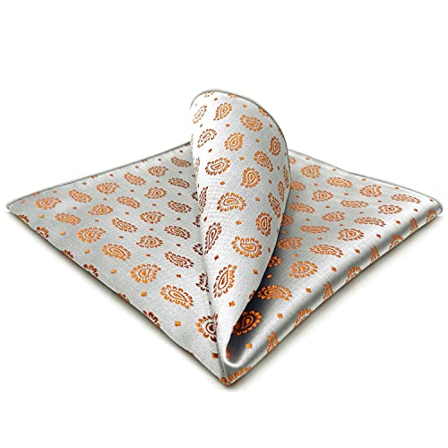 S&W SHLAX&WING Foulard Herren Einstecktücher Silber Orange Paisley für Pocket Square von S&W SHLAX&WING