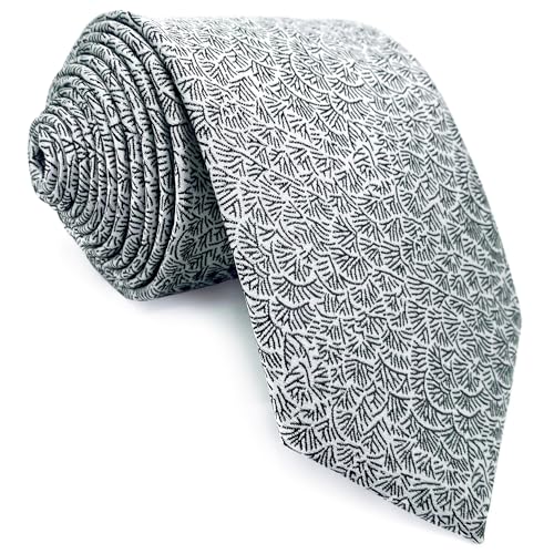 S&W SHLAX&WING Gemusterte Herren Krawatten Grau Weiß Schwarz für Anzug Sakko Krawatte Klassische Größe 147cmx8cm von S&W SHLAX&WING
