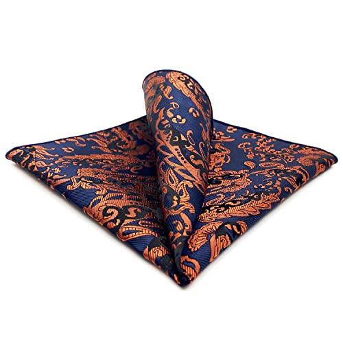 S&W SHLAX&WING Geometrisch Herren Krawatte Sets Blau Navy Orange Matching Einstecktücher Only von S&W SHLAX&WING