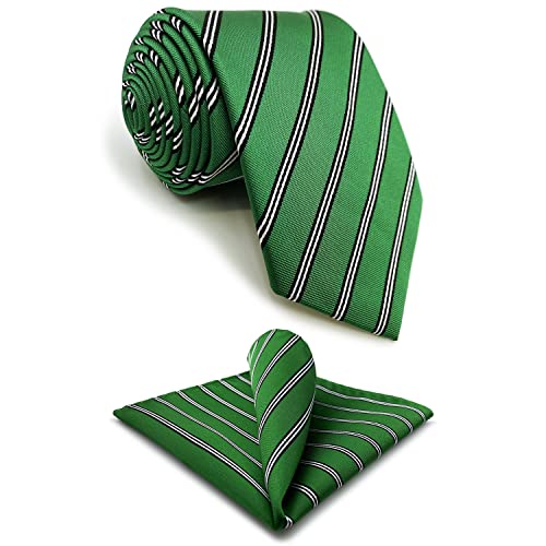 S&W SHLAX&WING Gestreifte Krawatten Grün mit blauen und weißen Streifen groß und groß von S&W SHLAX&WING