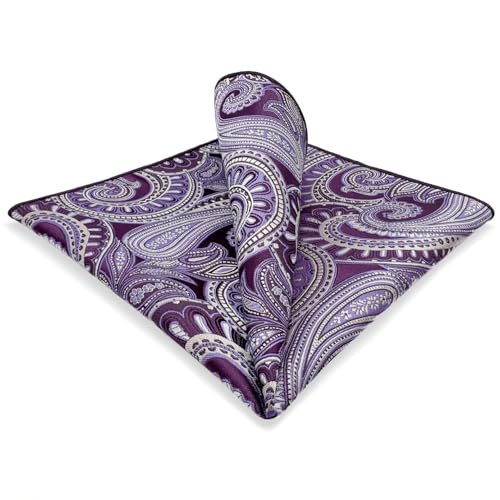 S&W SHLAX&WING Herren Einstecktücher Violett Paisley Seide Hochzeit von S&W SHLAX&WING