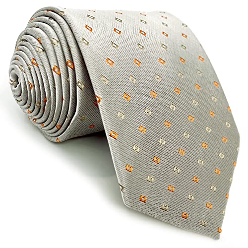 S&W SHLAX&WING Herren Krawatte Hellgrau Orange Silber Foulard Klassische Größe von S&W SHLAX&WING