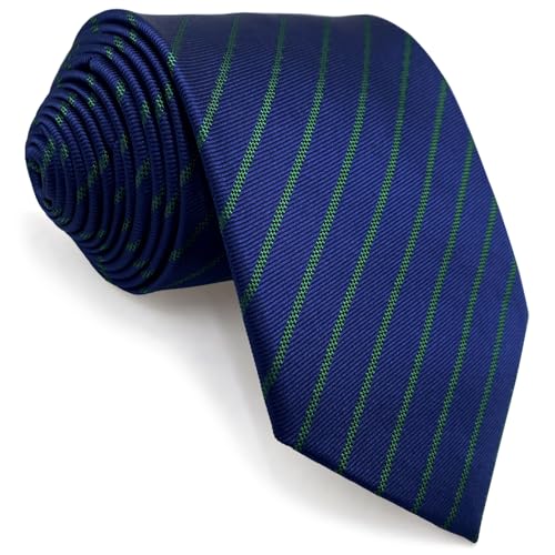 S&W SHLAX&WING Herren Krawatte Marineblau Königsblau grüne Streifen formell klassisch Größe 147cm×8cm von S&W SHLAX&WING
