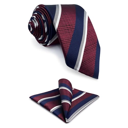 S&W SHLAX&WING Krawatte für Herren gestreift blau rot weiß Krawatten Set formell klassisch groß und hoch XL extra lang 160cm von S&W SHLAX&WING