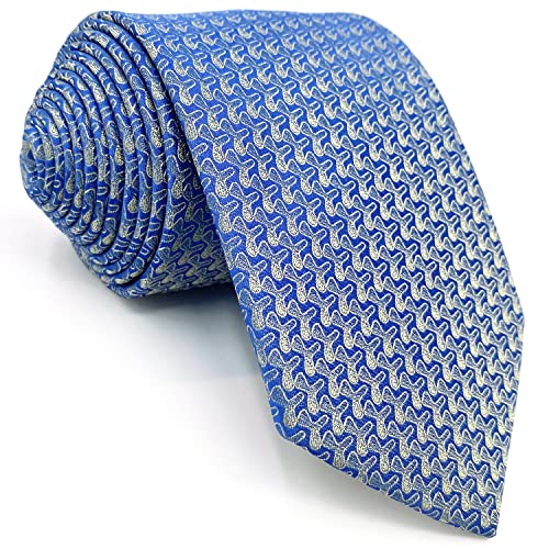 S&W SHLAX&WING Krawatten für Herren Blau Azurblau Hellgelb gemustert Extra lang 160cm von S&W SHLAX&WING