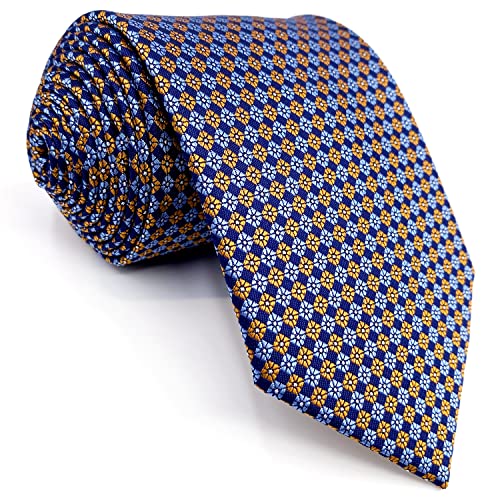 S&W SHLAX&WING Krawatten für Herren Blau Königsblau Orange Business Hochzeitskrawatte Extra Lang 160cm von S&W SHLAX&WING