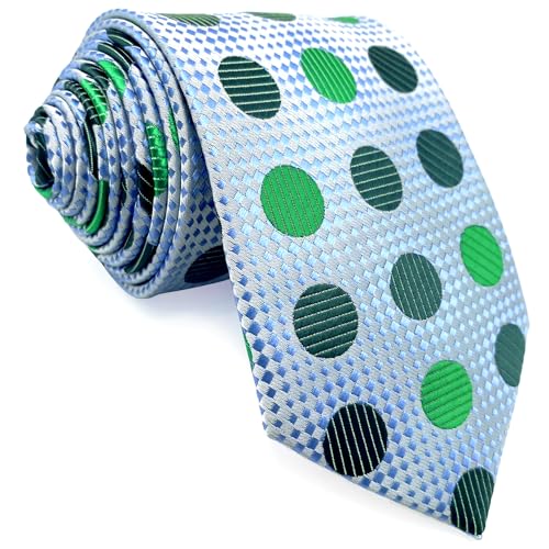 S&W SHLAX&WING Krawatten für Herren Polka Dots Smaragdgrün Silber Blau Krawatte Klassische Größe 147cmx8cm von S&W SHLAX&WING