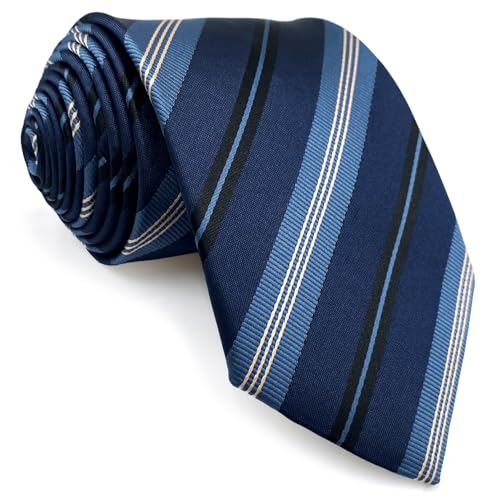 S&W SHLAX&WING Krawatten für Herren königsblau marineblau gestreift für Anzugjacke XL formell extra lang 160cm von S&W SHLAX&WING