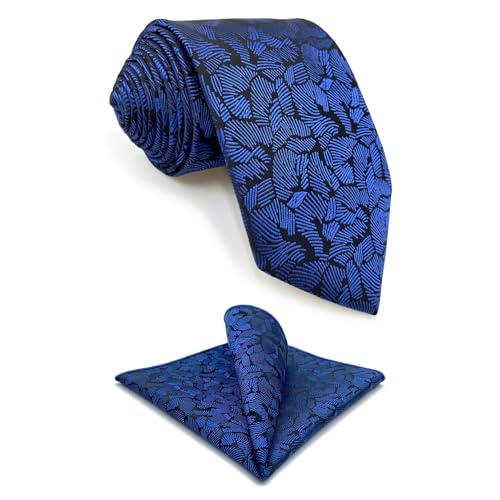 S&W SHLAX&WING Krawatten für Herren schwarz marineblau gemustert geometrisch Krawatten Set für große und große gewebt extra lang 160cm von S&W SHLAX&WING