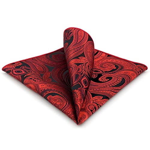 S&W SHLAX&WING Paisley Einstecktücher für Herren Rot Schwarz Hochzeit Elegant 32cm Groomsmen von S&W SHLAX&WING
