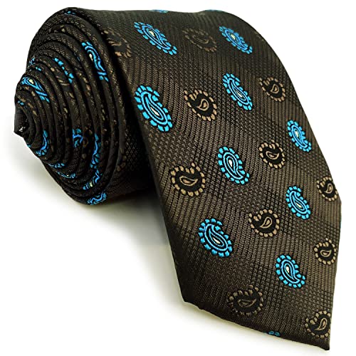 S&W SHLAX&WING Paisley Krawatte für Herren Braun Schokolade mit Türkis Klassische Größe von S&W SHLAX&WING