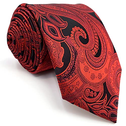 S&W SHLAX&WING Paisley Krawatten für Herren Rot Schwarz Hochzeit Elegant Trauzeugen Krawatte Extra Lang 160cm von S&W SHLAX&WING