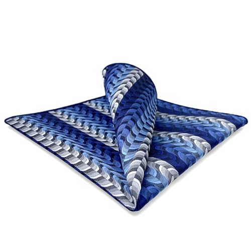 S&W SHLAX&WING Ripple Blau Herren Einstecktücher Seide Geschäftsanzug Hochzeit Gift von S&W SHLAX&WING