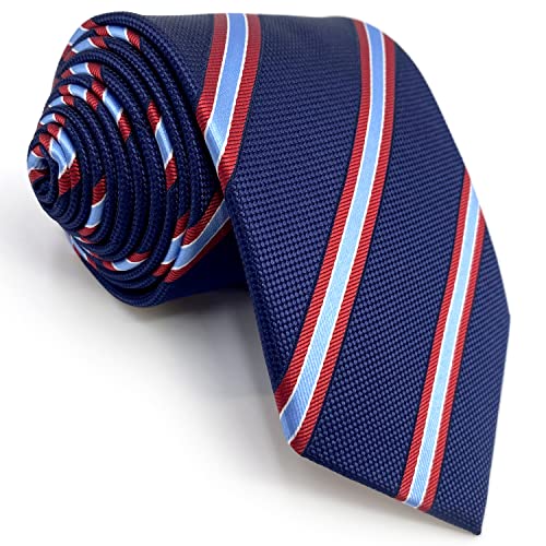 S&W SHLAX&WING Skinny Herren Krawatten gestreift Blau Navy mit roten Streifen für Anzug 6cm Slim von S&W SHLAX&WING