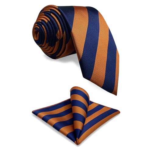 SHLAX&WING Neu Blau Orange Streifen Herren Krawatte Set Geschäftsanzug Lang Dünne von S&W SHLAX&WING