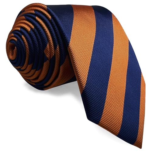 SHLAX&WING Neu Blau Orange Streifen Herren Krawatte Set Geschäftsanzug Lang Dünne von S&W SHLAX&WING