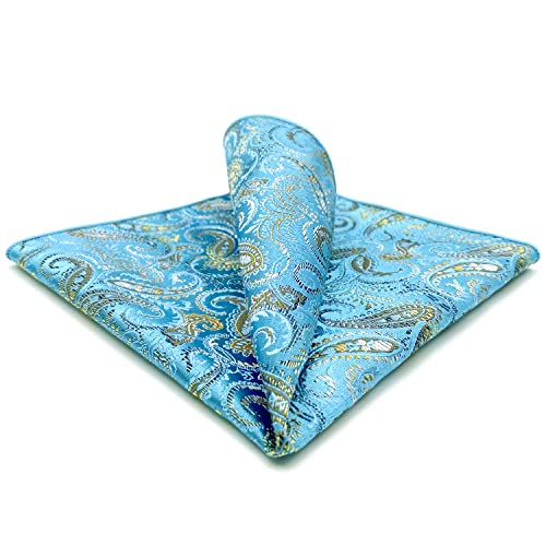 Shlax&Wing Blau Einstecktuchs Herren Paisley Seide Groß Einstecktücher 32cm Groomsmen von S&W SHLAX&WING