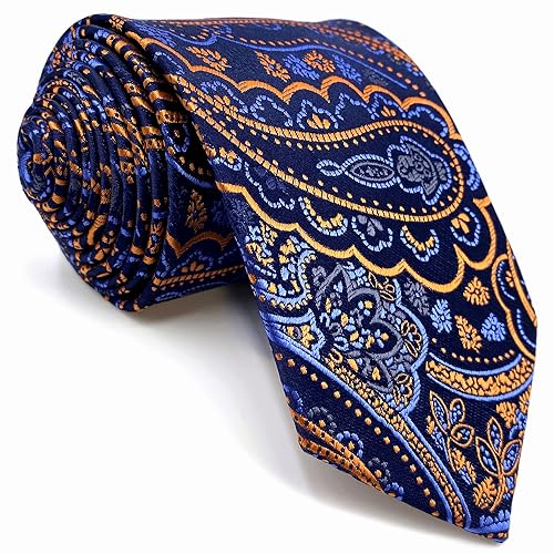 Shlax&Wing Einzigartig Herren Seide Krawatte Blau Orange Paisley Blumen von S&W SHLAX&WING