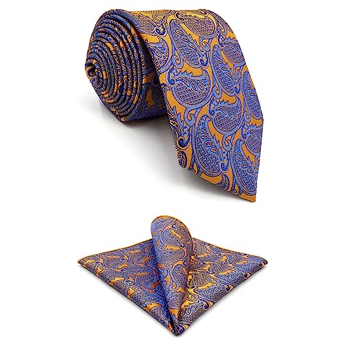 Shlax&Wing Geometrisch Orange Blau Herren Mehrfarbigs Krawatte Fashion Hochzeit Seide von S&W SHLAX&WING
