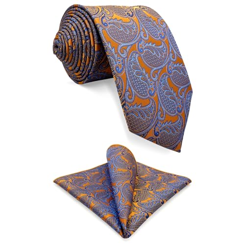 Shlax&Wing Geometrisch Orange Blau Herren Mehrfarbigs Krawatte Fashion Hochzeit Seide von S&W SHLAX&WING
