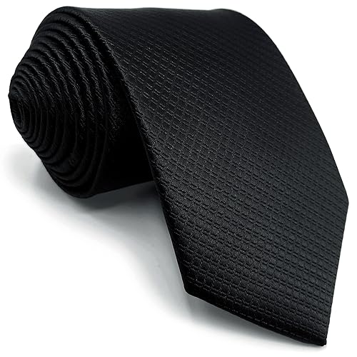 Shlax&Wing Herren Geschäftsanzug Seide Krawatte Einfarbig Schwarz Extra lang Dünne von S&W SHLAX&WING
