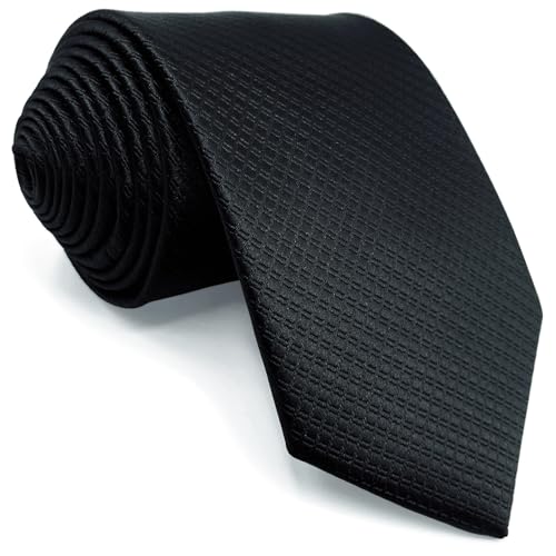 Shlax&Wing Herren Geschäftsanzug Seide Krawatte Einfarbig Schwarz Dünne von S&W SHLAX&WING