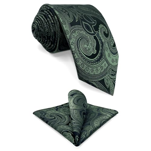 Shlax&Wing Herren Krawatte Paisley Mehrfarbigs for Männer Dark Grün Seide von S&W SHLAX&WING