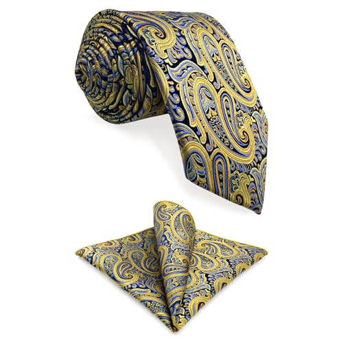 Shlax&Wing Herren Mehrfarbig Krawatte Gelb Blau Paisley Seide Neu Fashion Hochzeit von S&W SHLAX&WING