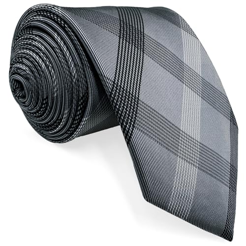 Shlax&Wing Klassisch Geschäftsanzug Herren Seide Krawatte Grau Kariert von S&W SHLAX&WING