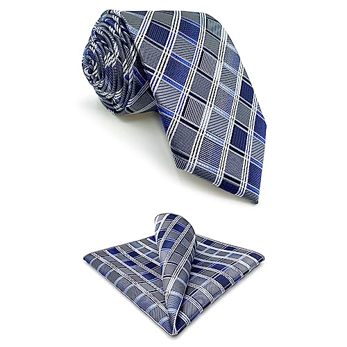 Shlax&Wing Krawatte For Männer Blau Kariertot Kariert Seide Mehrfarbigs Geschäftsanzug von S&W SHLAX&WING