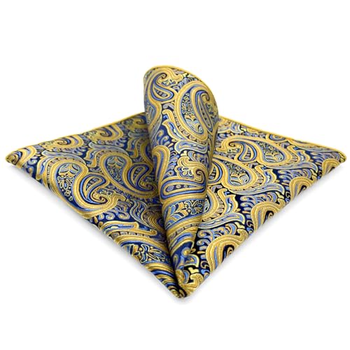 Shlax&Wing Mode Klassisch Herren Seide Einstecktuch Gelb Paisley von S&W SHLAX&WING