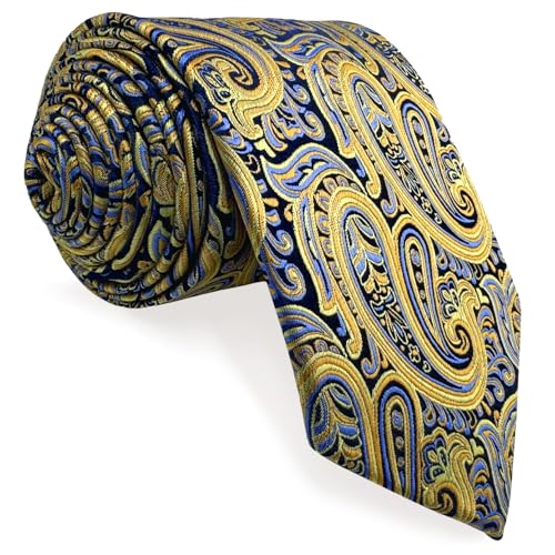 Shlax&Wing Mode Klassisch Herren Seide Krawatte Gelb Paisley von S&W SHLAX&WING