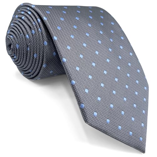 Shlax&Wing Neu Entwurf Punkte Herren Krawatte Grau Blau Seide Geschäftsanzug Classic von S&W SHLAX&WING