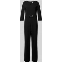 s.Oliver BLACK LABEL Regular Fit Jumpsuit aus fließendem Viskose-Mix mit Ziergürtel in Black, Größe 38 von s.Oliver BLACK LABEL