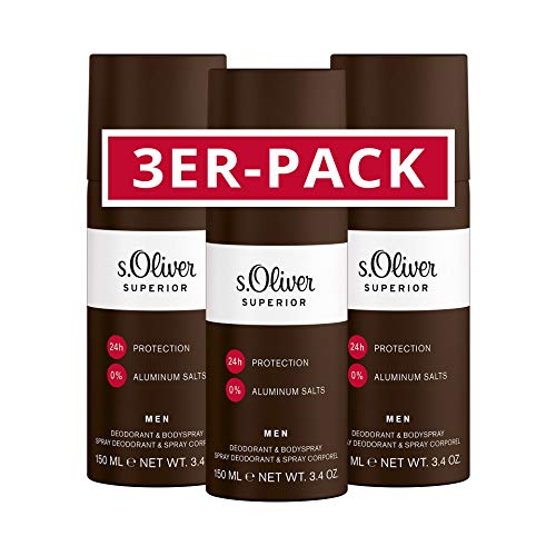 s.Oliver® Superior Men I Deodorant - ausdrucksvoll & maskulin - lang anhaltender Schutz I 150ml Aerosol Spray - 3er Pack von s.Oliver